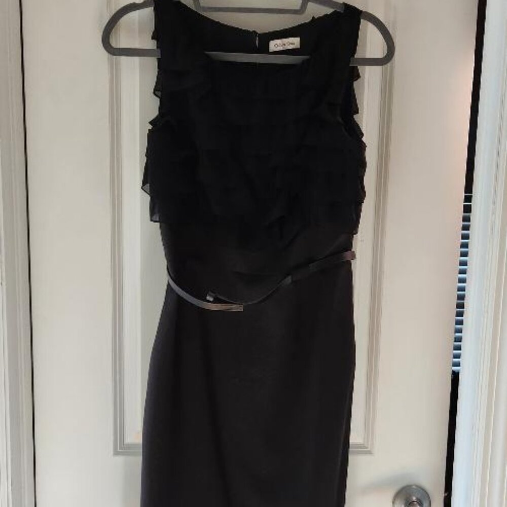Calvin Klein Black Sleeveless dress with Ruffles and Belt